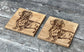 Set of 2 Oak Dachshund Sausage Dog Coasters