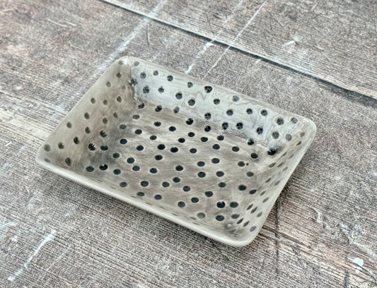 Grey Spotty Patterned Soap Dish