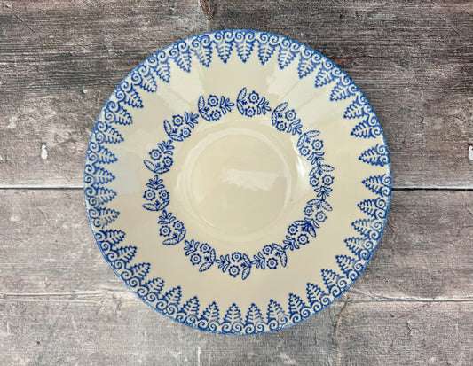 Blue and White Flower Patterned Pasta/Serving Bowl, 23.5cm