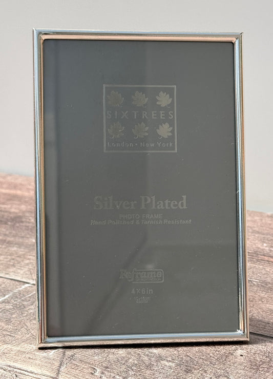 Sixtrees Slim Silver Plated Border Photo Frame, 4’ x 6’