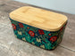 Scandi Home Navy Multi-Coloured Flower Patterned Butter Dish with Wooden Lid