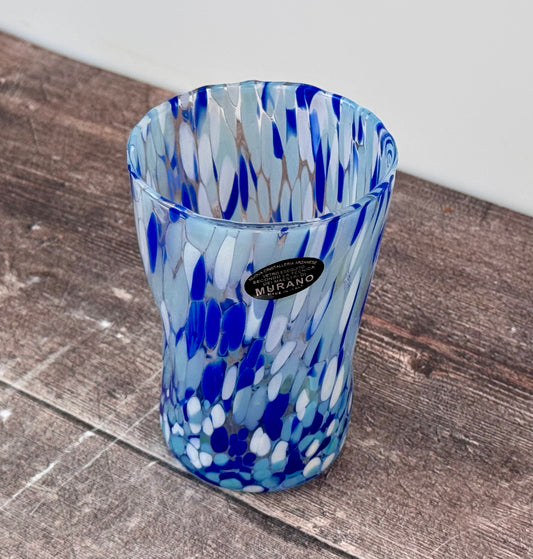 Blue Speckled Murano Drinking Glass, 12.5cm