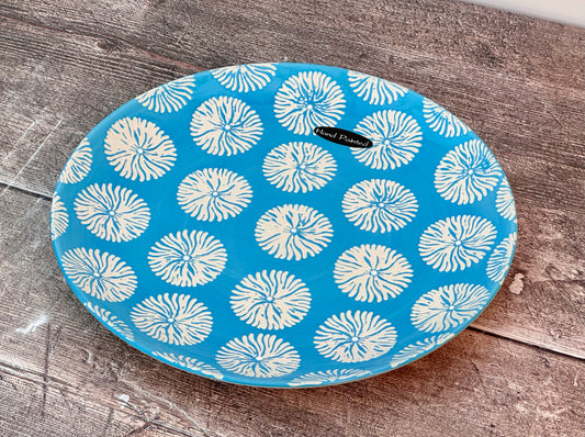 Blue and White Patterned Plate, 21cm