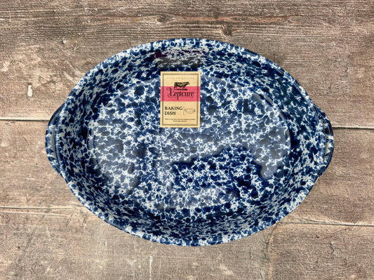 Blue Speckled Oval Baking Dish, 28cm