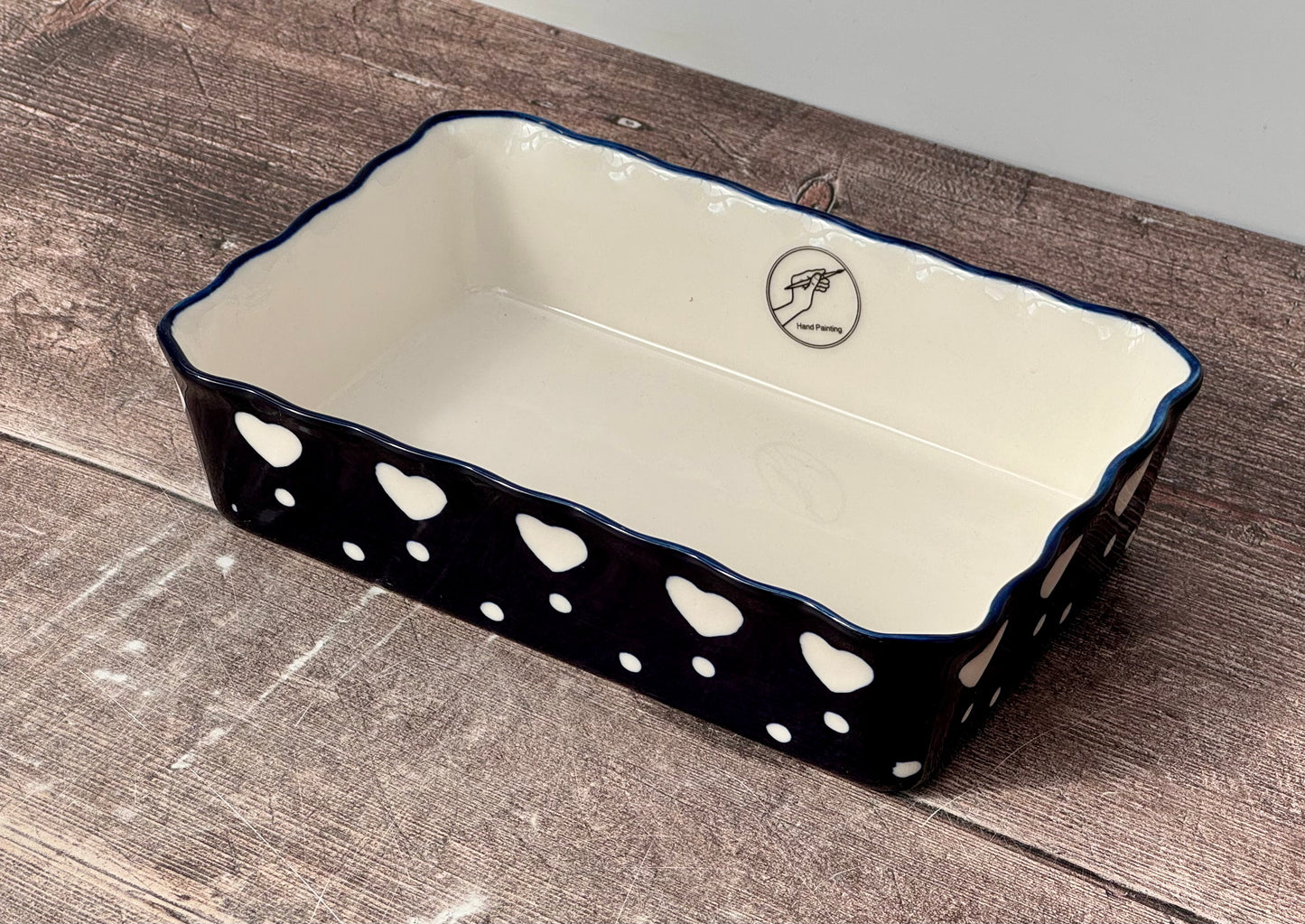 Heart Patterned Small Rectangular Baking Dish, 18cm