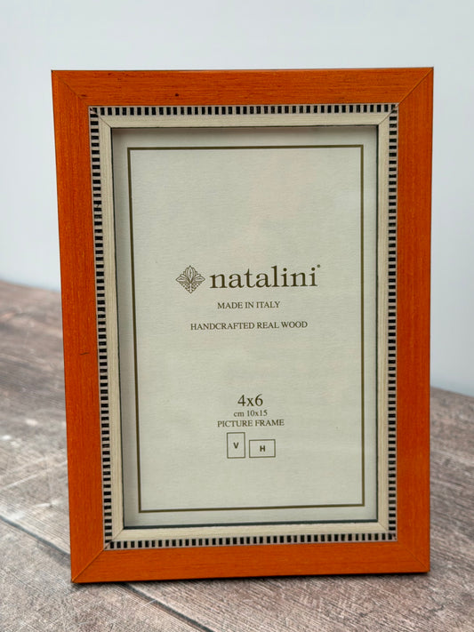 Natalini Orange with Chequered Border Photo Frame 4 x 6