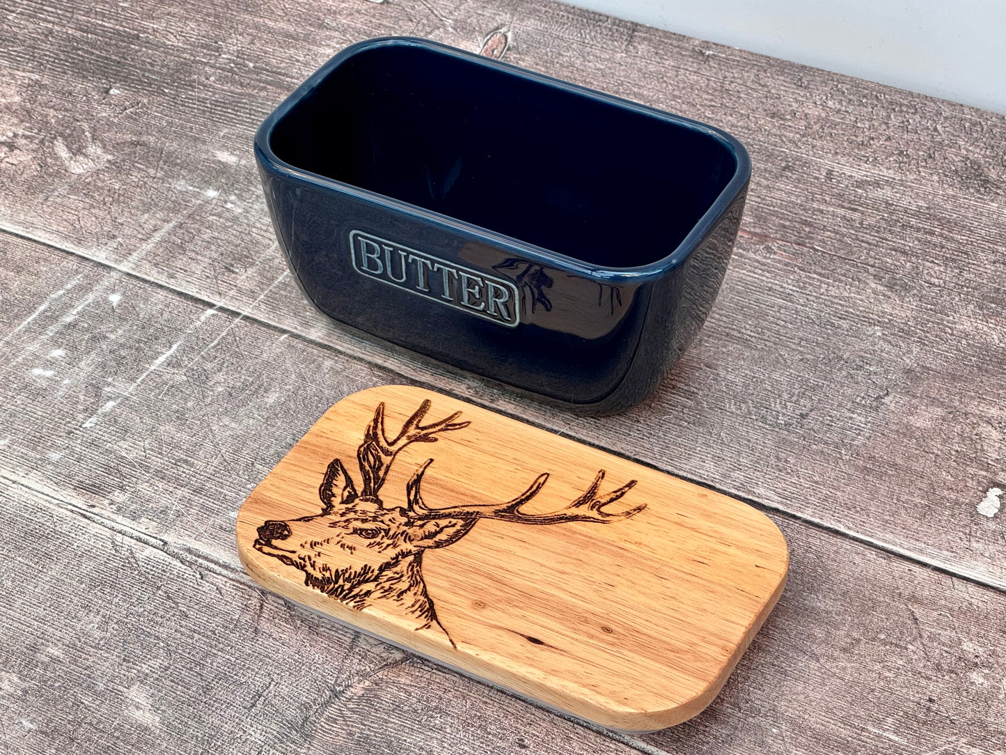 Stag Blue Butter Dish