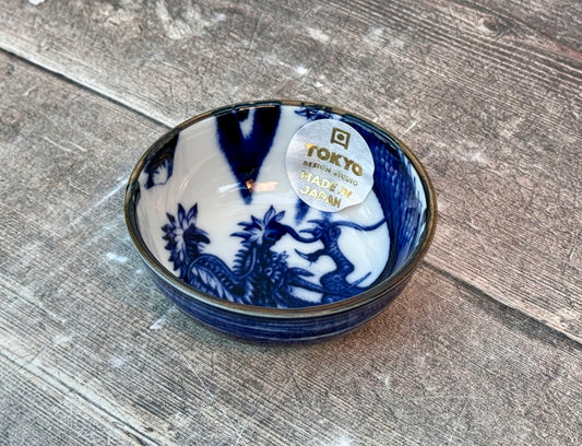 Tokyo Design Studio Blue and White Dragon Patterned Dipping Bowl, 8.5cm