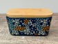 Scandi Home Navy Flower Patterned Butter Dish with Wooden Lid