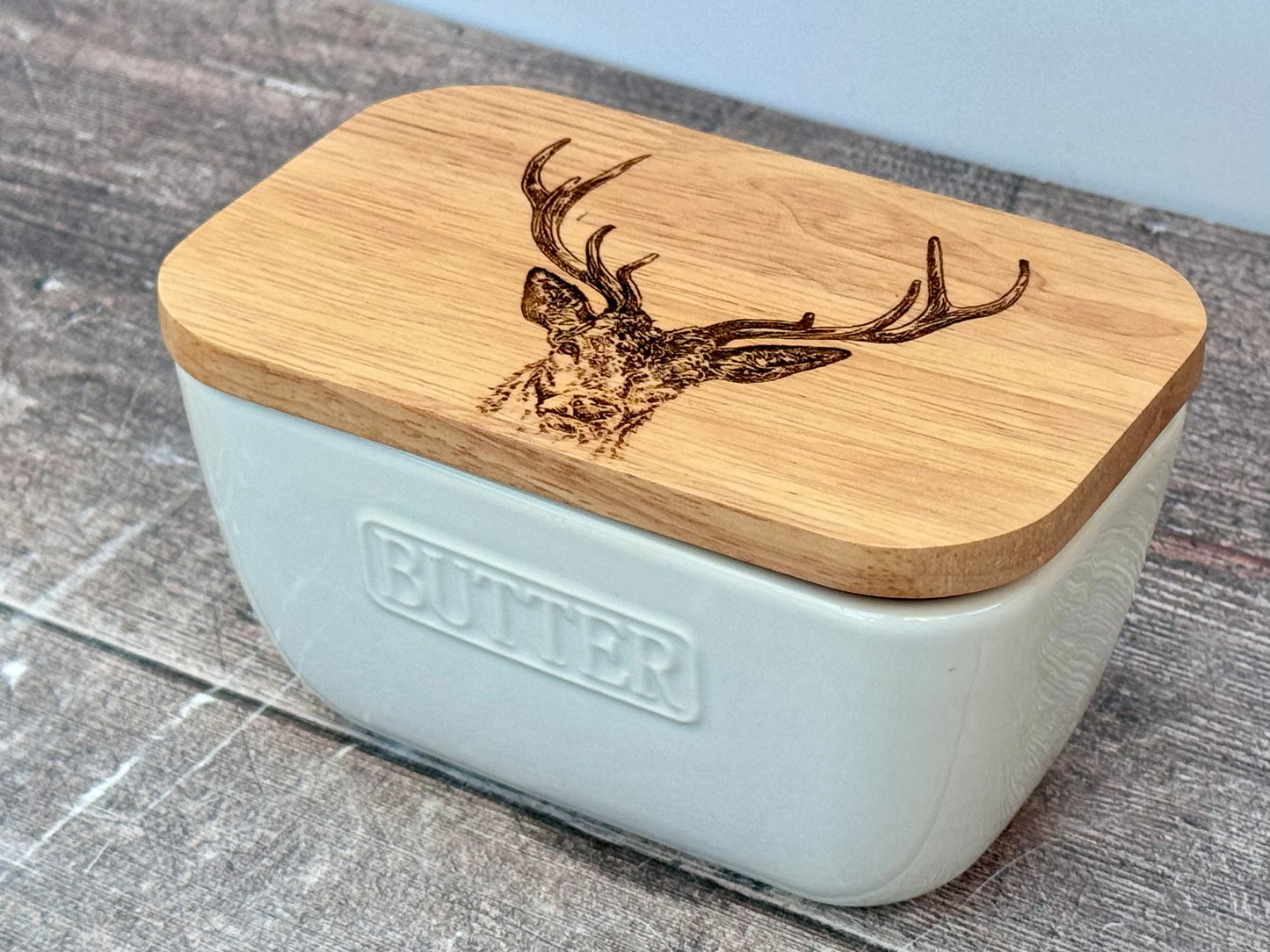 Stag White Butter Dish, Design 2