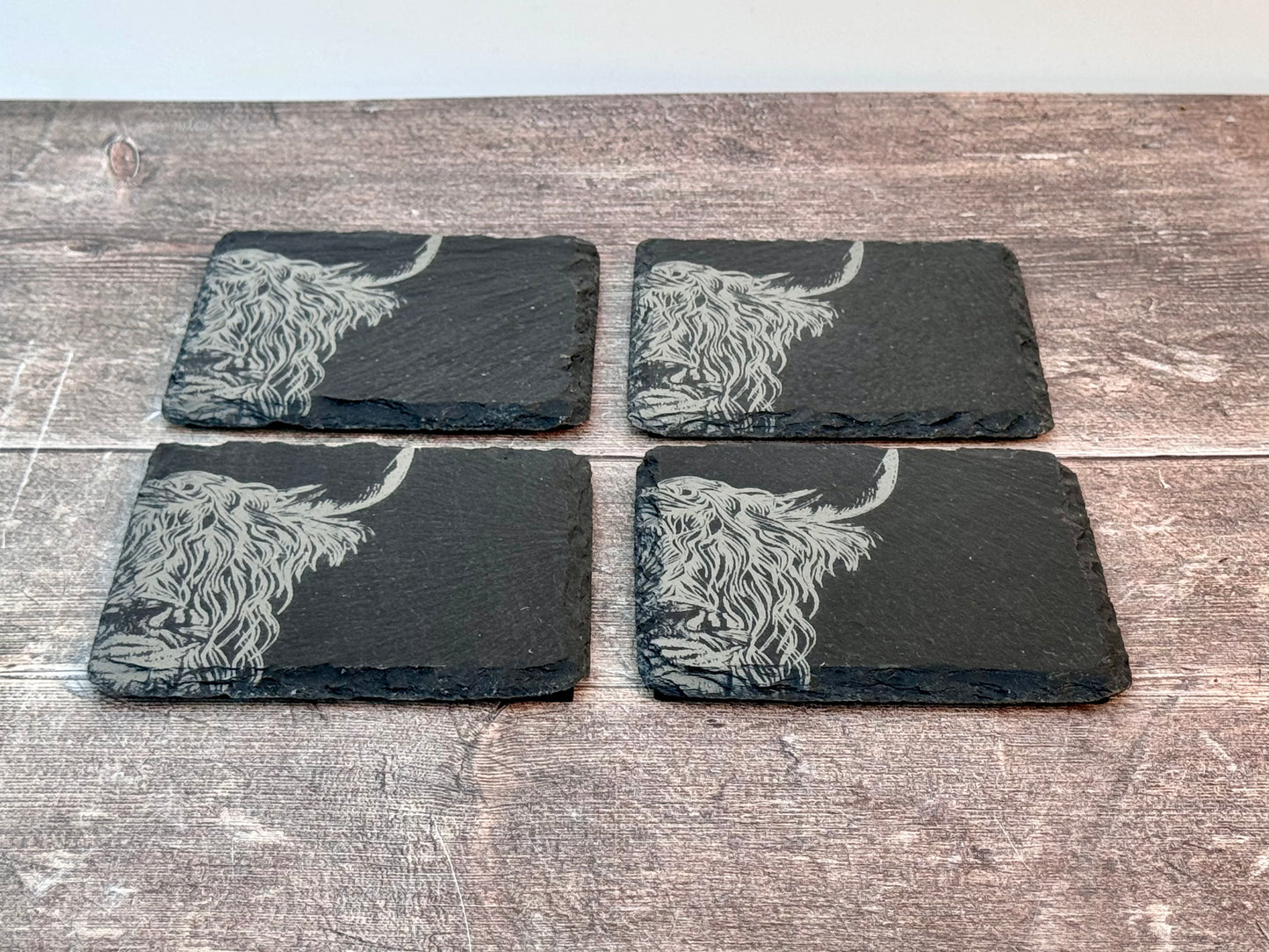 Set of 4 Highland Cow Slate Coasters