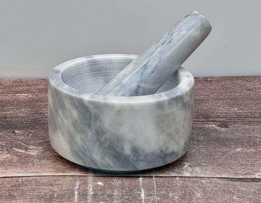 Light Grey Marble Mortar and Pestle