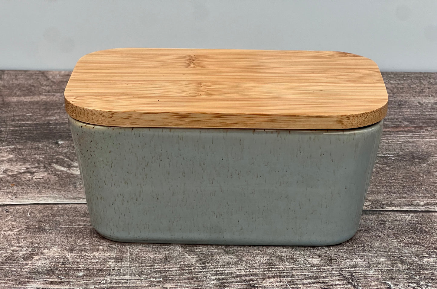 Scandi Home Duck Egg Blue Butter Dish with Wooden Lid