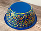 Hand Painted Stainless Steel Serving Bowl / Dish - Blue Flower Design