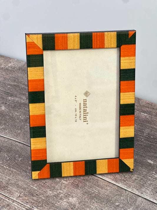 Natalini Green, Orange and Yellow Striped Photo Frame 4 x 6