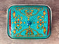 Handpainted Blue Patterned Butter Dish