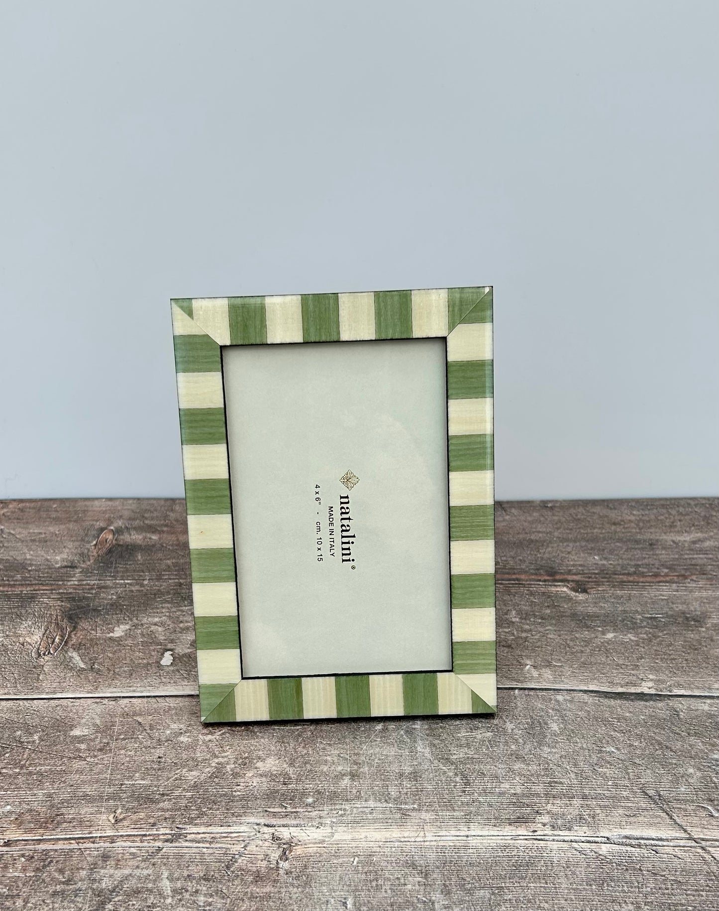 Natalini Pale Green and Cream Striped Photo Frame 4 x 6