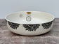 Black and White Flower Patterned Serving Bowl, 26cm