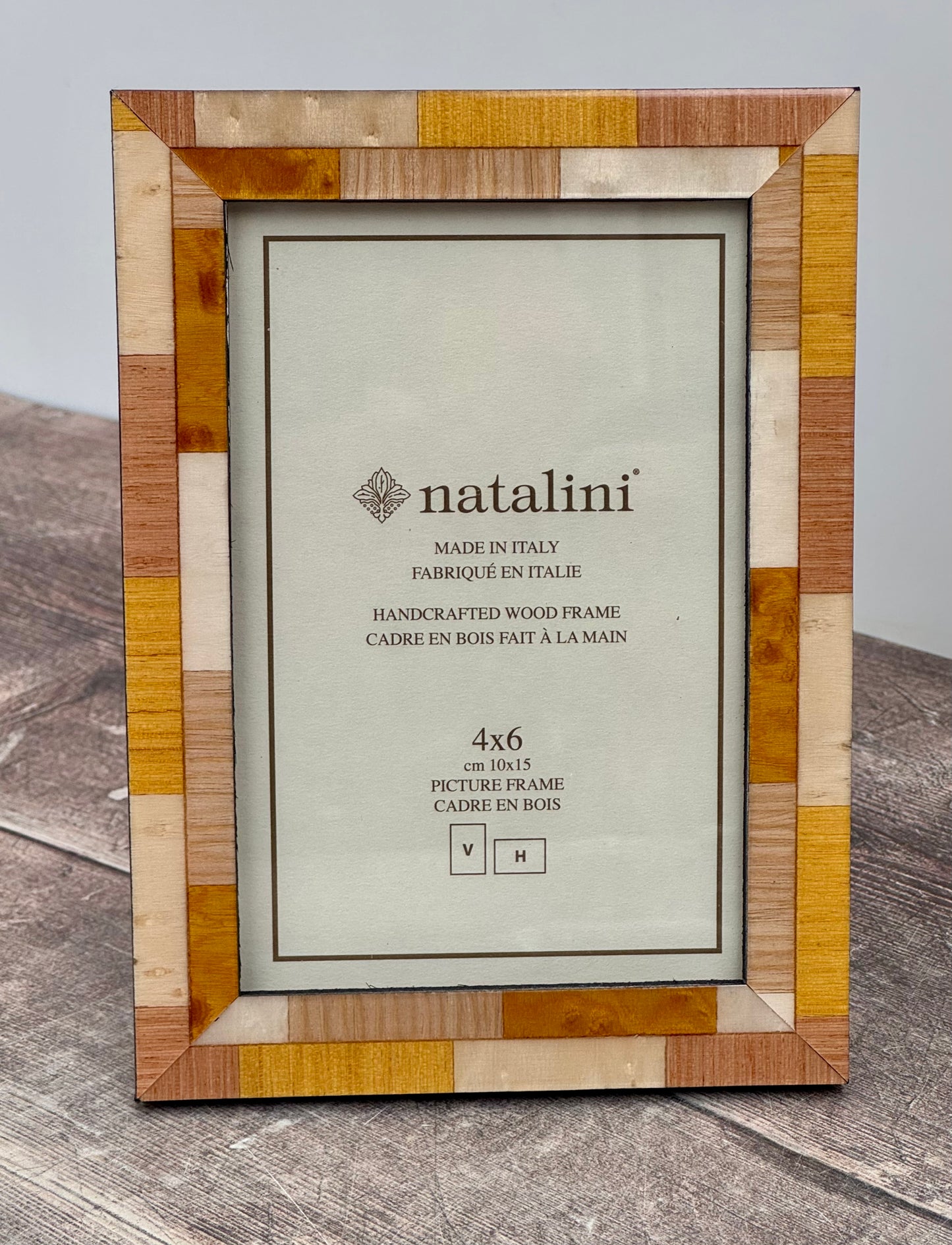 Natalini Yellow and Cream Marquetry Photo Frame 4 x 6