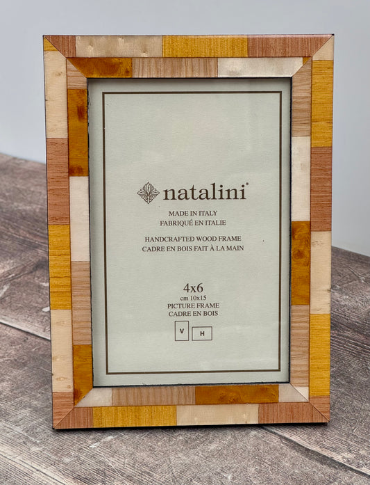 Natalini Yellow and Cream Marquetry Photo Frame 4 x 6