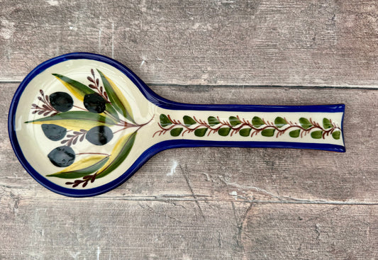 Olive Patterned Spoon Rest, 28cm