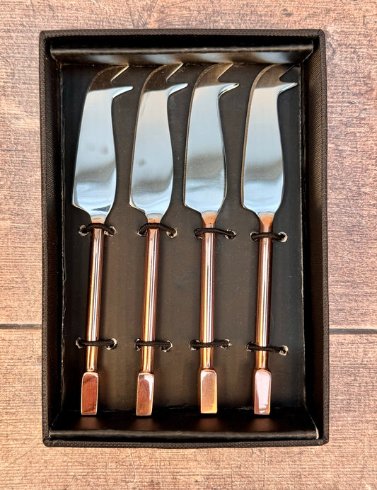 Set of 4 Mini Copper Cheese Knife Set