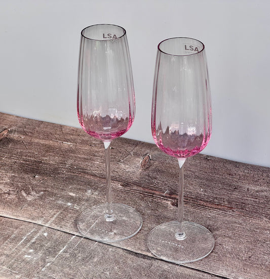 LSA Dusk Pink Champagne Flutes, Set of 2