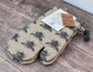 Grey Bee Patterned Oven Gloves