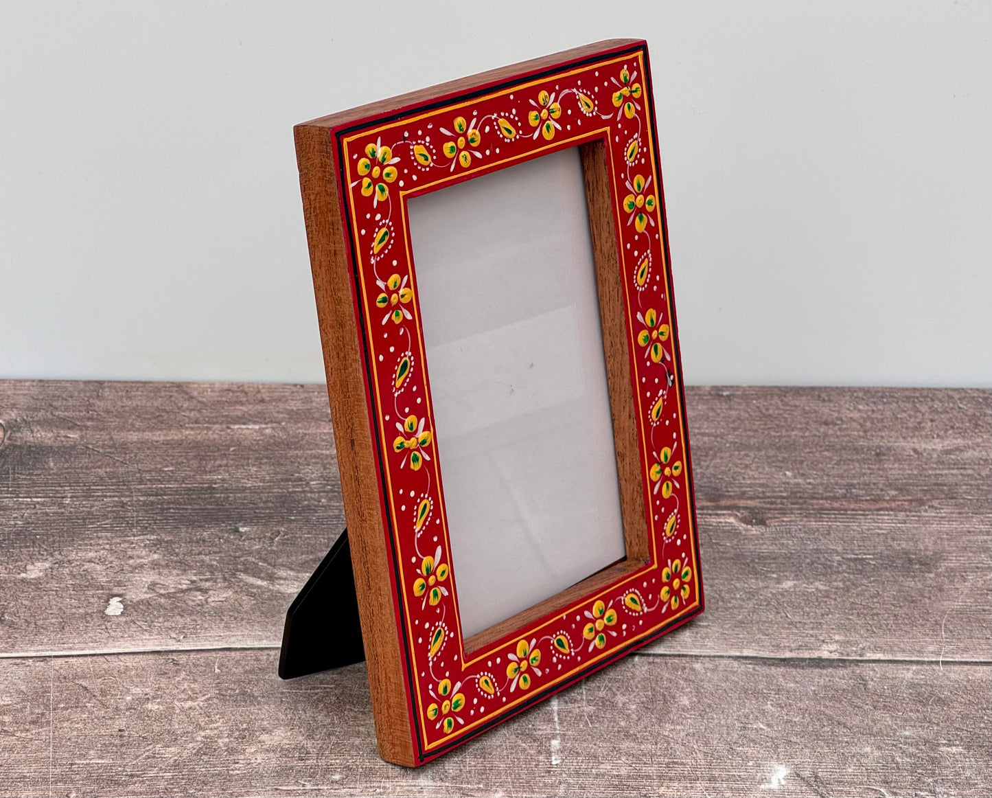 Hand Painted Photo Frame 4’ x 6’ - Red and Yellow (Design 2)