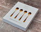 Set of 4 Gold Tone Stainless Steel Scallop Design Teaspoons