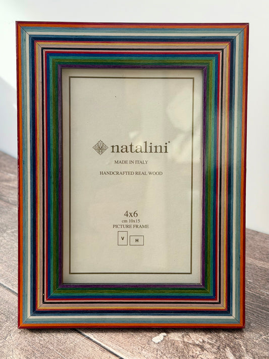 Natalini Multi-Coloured Striped Border Photo Frame 4 x 6