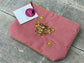 Pink Velvet Beaded Bee Design Pouch