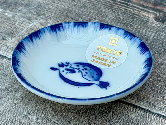 Tokyo Design Studio Blue and White Flounder Fish Patterned Dipping Bowl, 9cm