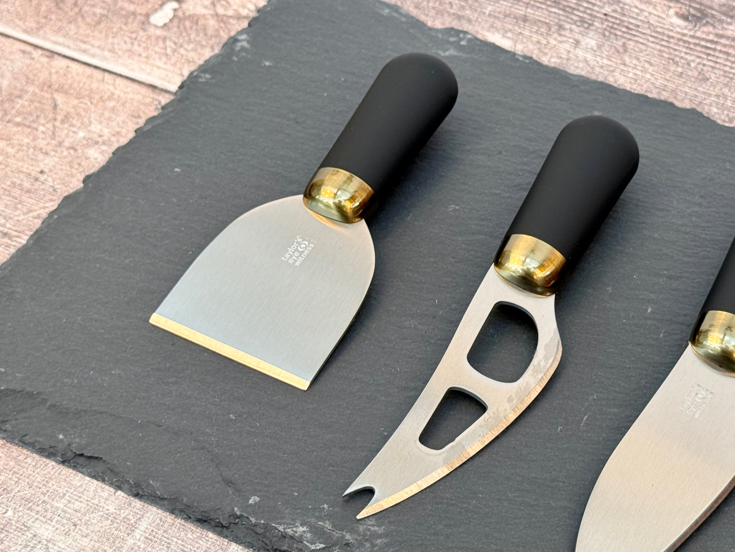 Taylor’s Eye Witness Slate Cheese Board and Brass Knife Set