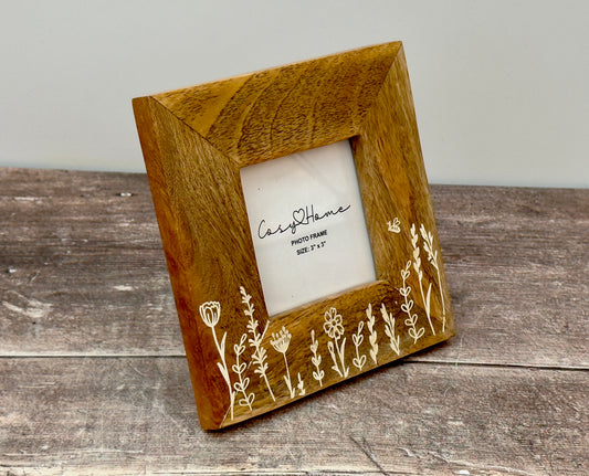 Wildflower Etched Small Photo Frame, 3' x 3'