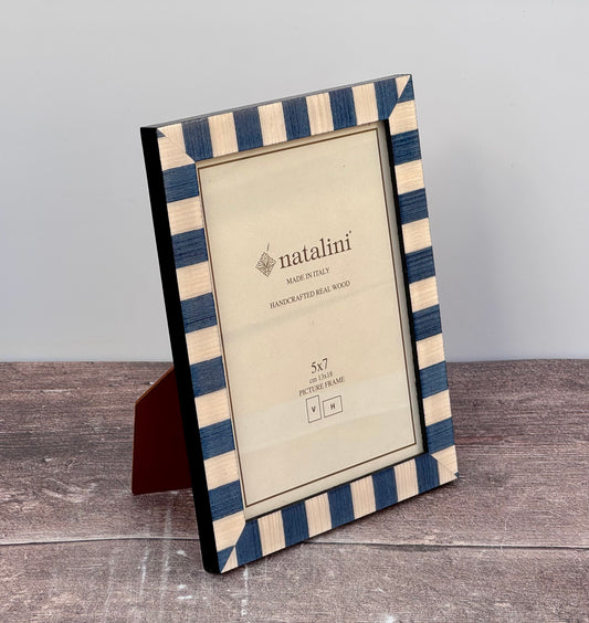 Natalini Blue and Cream Striped Photo Frame 5 x 7