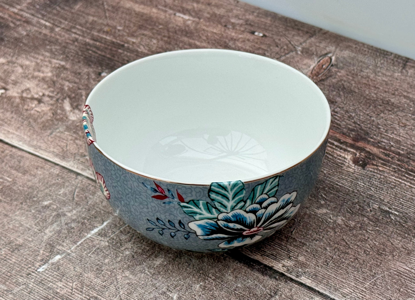 Blue Flower Patterned Bowl, 12cm