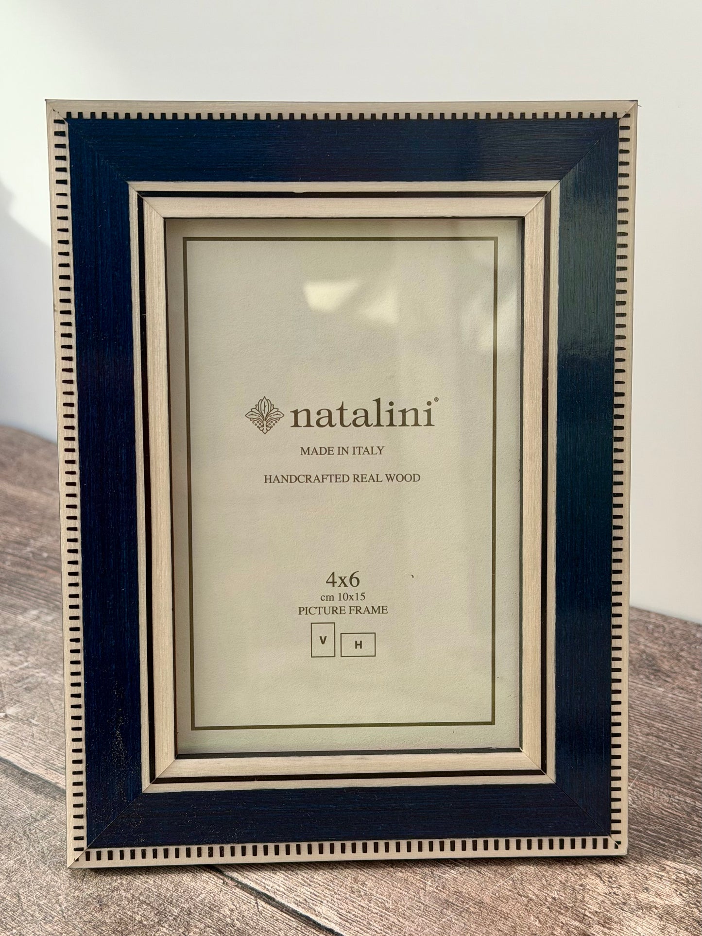 Natalini Navy with Wide Chequered Border Photo Frame 4 x 6