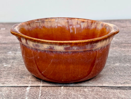 Caramel Brown Round Ramekin with Handles, 9cm