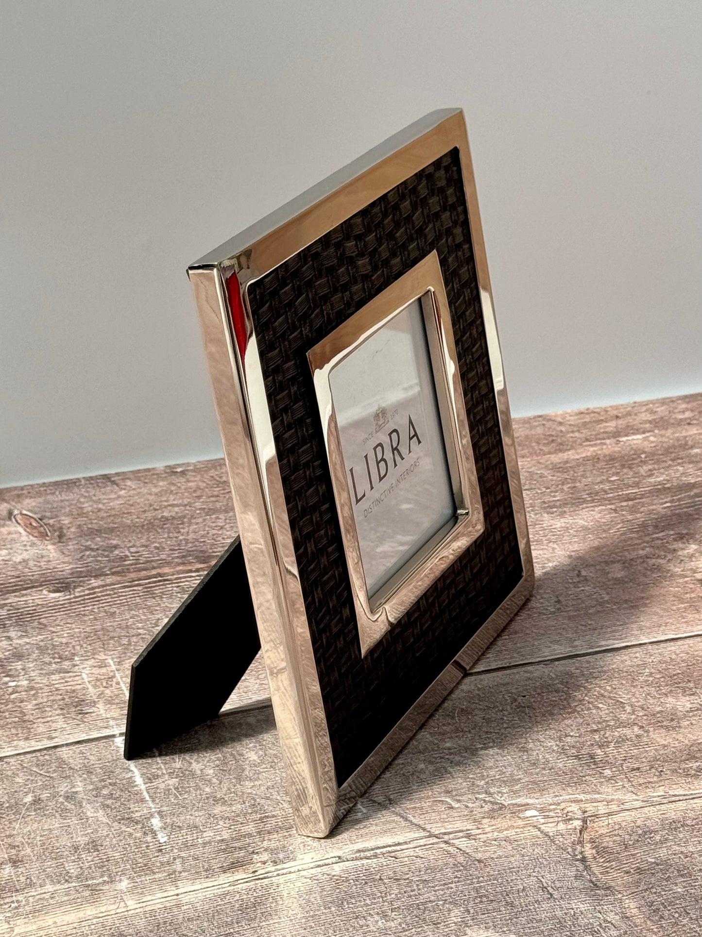 Libra Black and Silver Tone Square Photo Frame, 20cm x 20cm