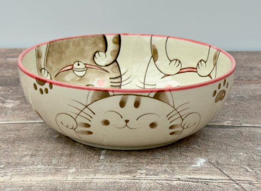 Cream Cat Design Bowl, 15.5cm