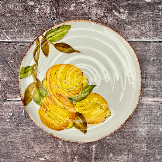 White and Yellow Lemon Patterned Plate