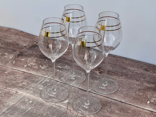 LSA Century Gold Design Champagne Flutes, Set of 4