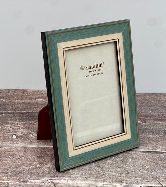 Natalini Cyan and 2 Gold Stripes Photo Frame 4 x 6