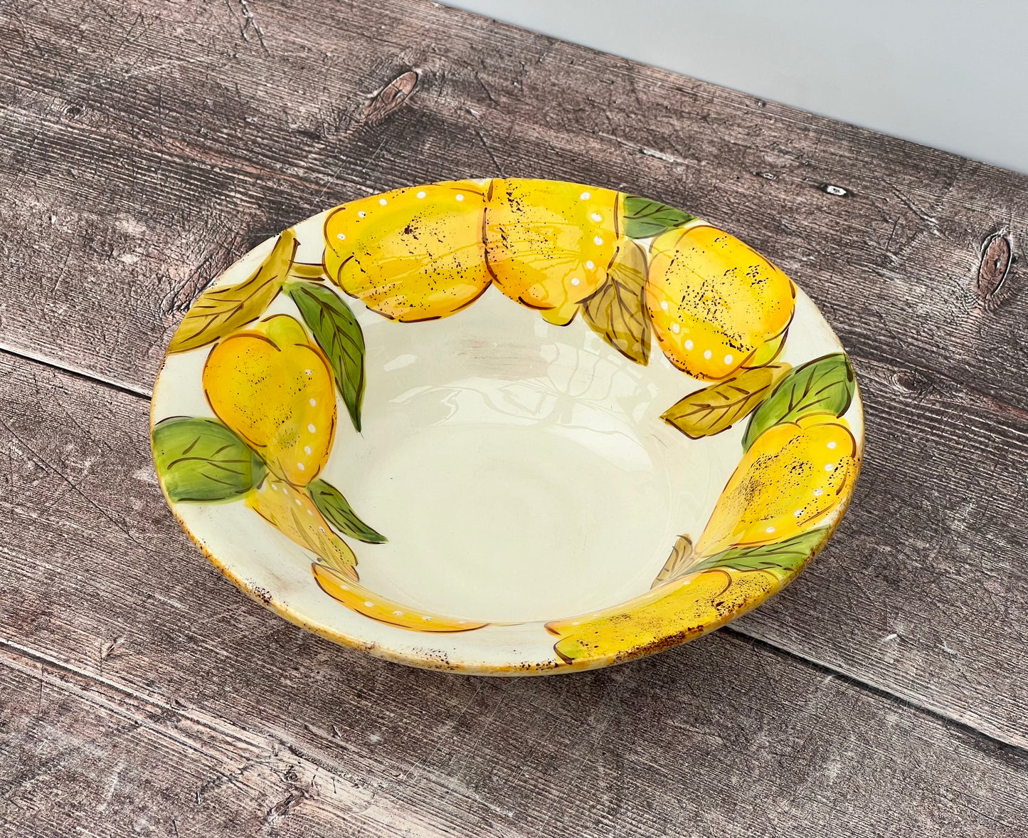 White Lemon Patterned Bowl, 18.5cm