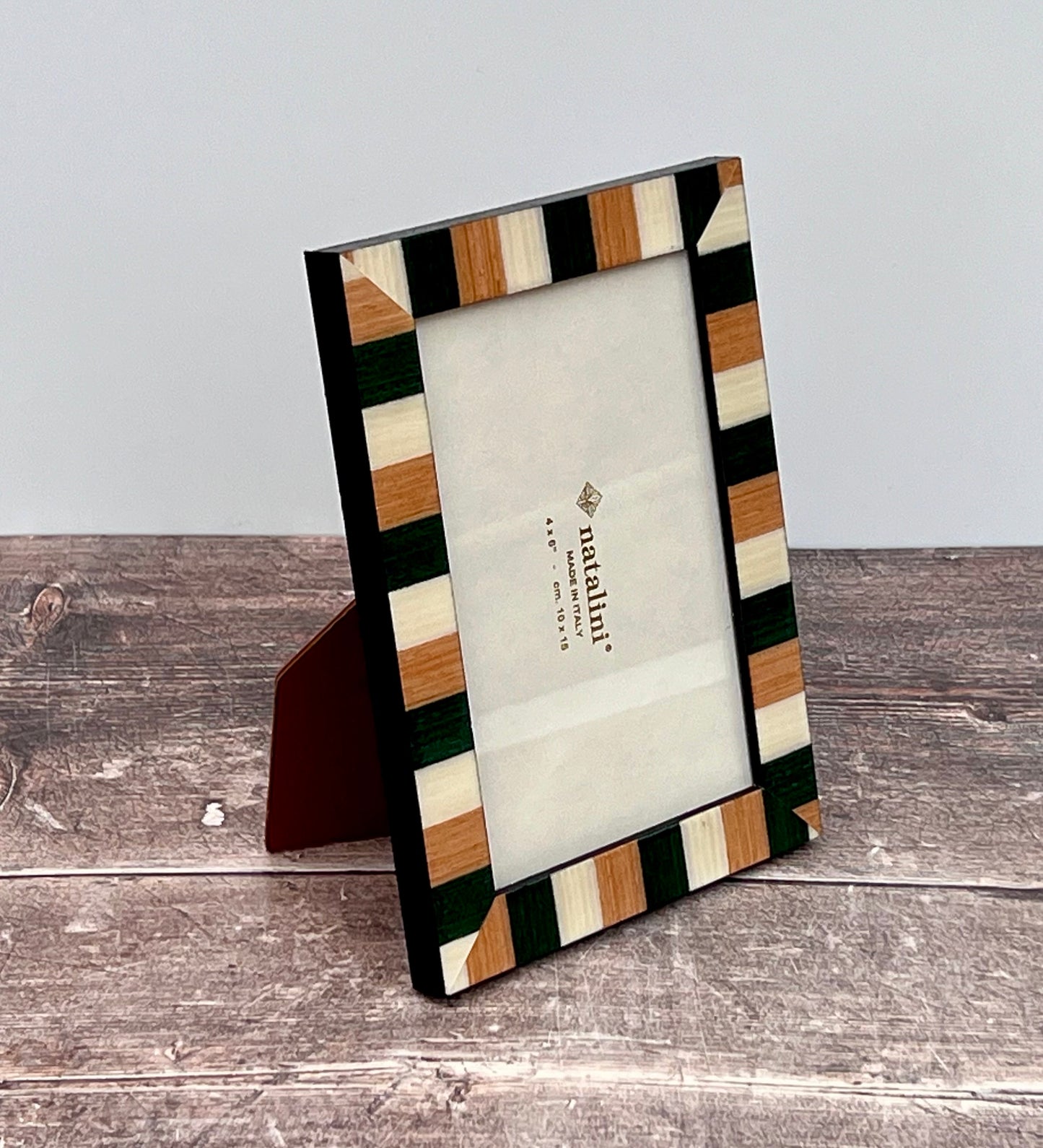 Natalini Green, Brown and Cream Striped Photo Frame 4 x 6