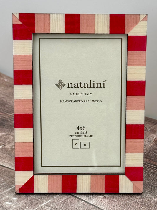 Natalini Pink and White Striped Photo Frame 4 x 6
