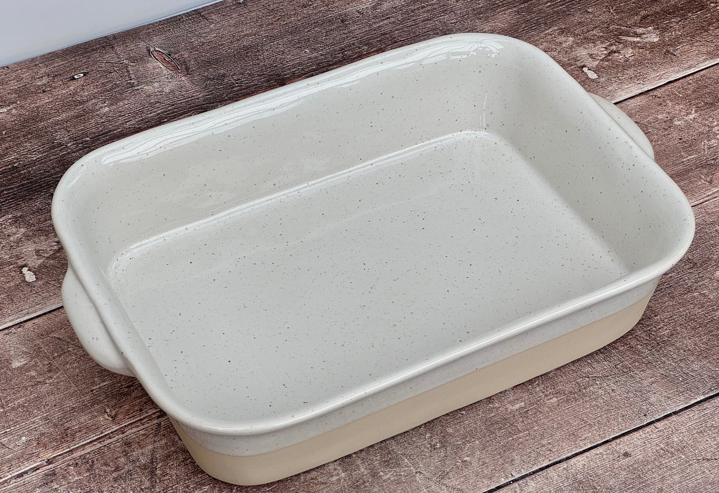 White and Cream Rectangular Baking Dish, 35cm