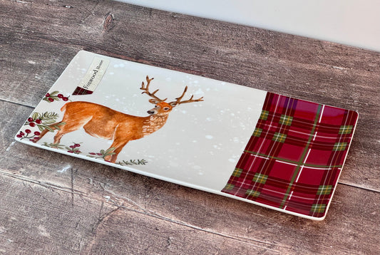 Stag Patterned Rectangular Serving Plate, 31cm