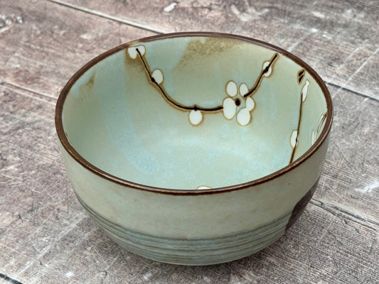 Tokyo Design Studio Set of 4 Green Flower Patterned Bowls, 13cm